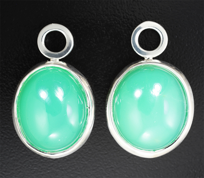 Серебро 925 Подвесы для серег с хризопразом 29,56 карата