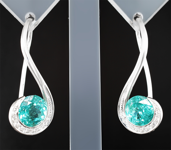 Серебро 925 Серьги с апатитами 5,09 карата и лейкосапфирами