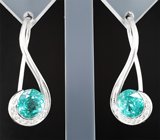Серьги с апатитами 5,09 карата и лейкосапфирами Серебро 925