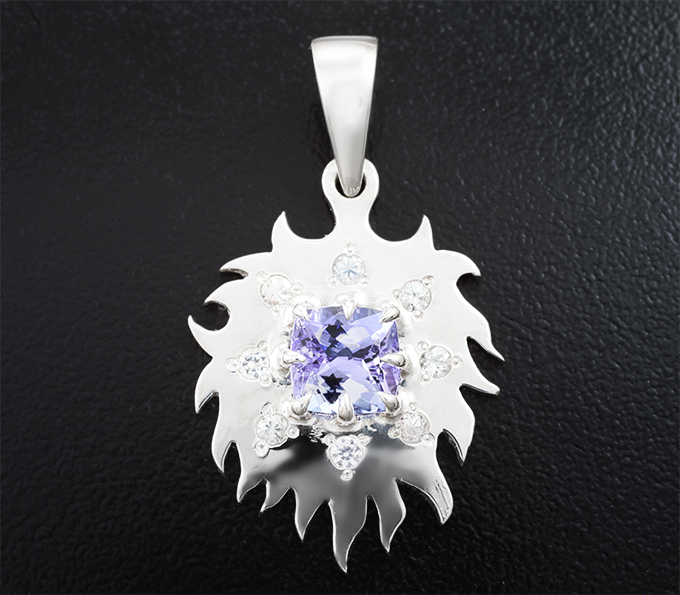 Серебро 925 Кулон с танзанитом 1,7 карата и лейкосапфирами