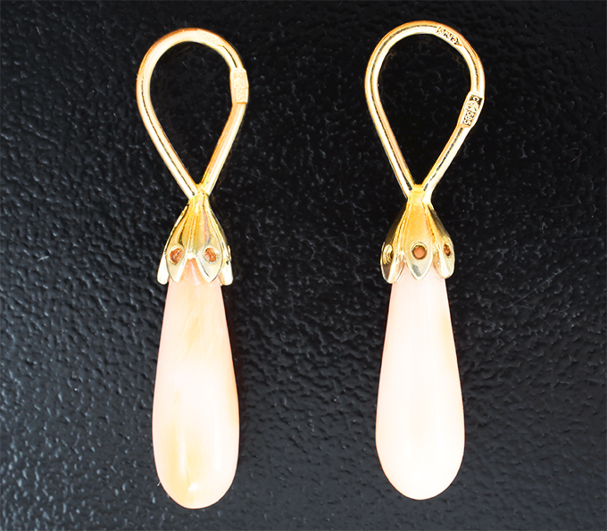 Золото Подвесы для серег с solid кораллами 4,89 карата