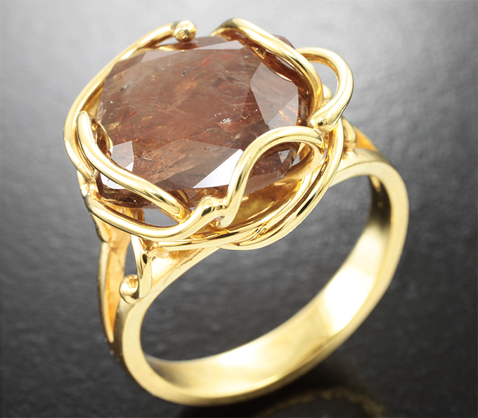 Серебро 925 Кольцо с крупным андалузитом 9,38 карата