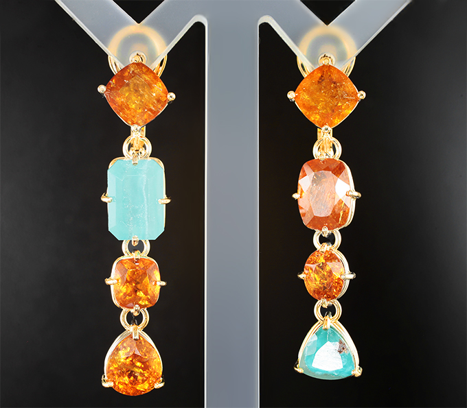 Золото Золотые серьги со смитсонитами 9,91 карата и клиногумитами 14,11 карата