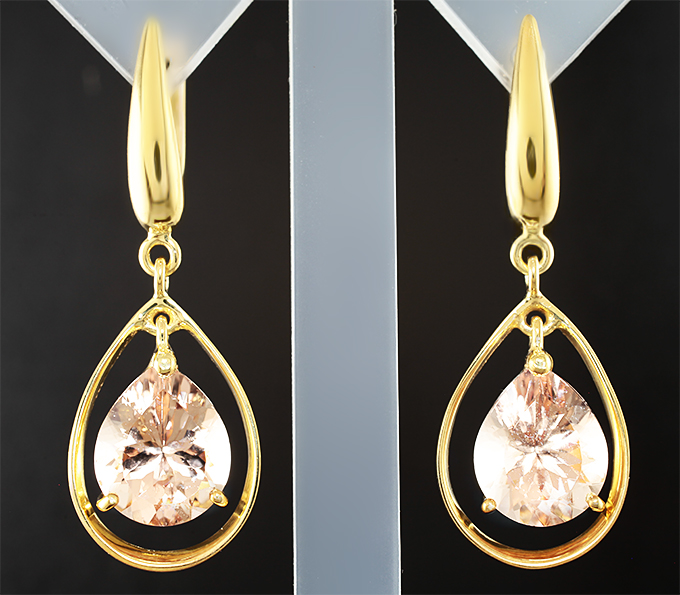 Серебро 925 Серьги с морганитами 7,88 карата