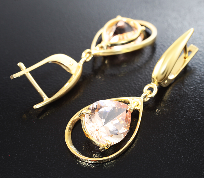 Серьги с морганитами 7,88 карата