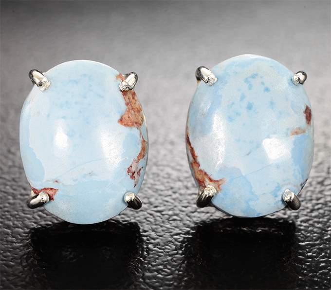 Серебро 925 Пусеты с иранской бирюзой 6,11 карата