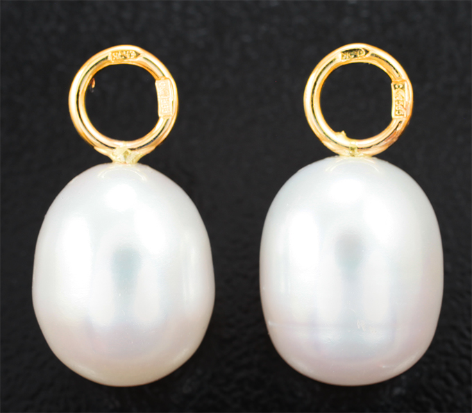 Золото Подвески для серег с морским жемчугом 16,24 карата