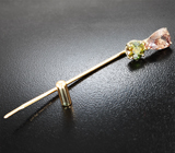 Брошь с многоцветным сфеном 1,51 карата и цирконом 3,25 карата Золото