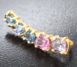 Кафф с фиолетовой, розовой и синими шпинелями 2,1 карата Золото