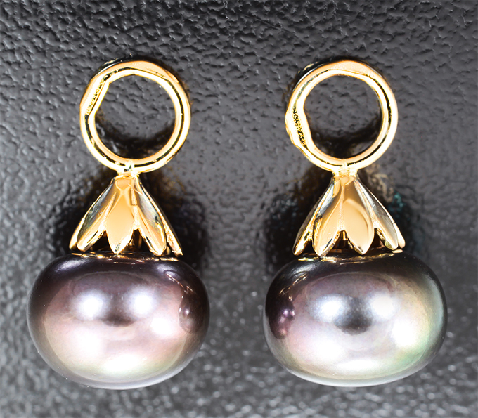 Золото Подвески для серег с титановым морским жемчугом 13,06 карата