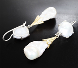 Серьги с морским жемчугом барокко 69,58 карата и лейкосапфирами Серебро 925