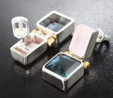 Комплект с «неоновыми» флюоритами 9,39 карата и смитсонитами 4,84 карата Серебро 925