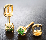 Пусеты с уральскими демантоидами 0,52 карата Золото