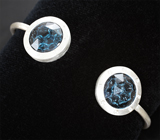 Комплект с синими топазами авторской огранки 12,59 карата и лейкосапфирами Серебро 925