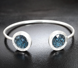 Комплект с синими топазами авторской огранки 12,59 карата и лейкосапфирами Серебро 925