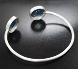 Комплект с синими топазами авторской огранки 12,59 карата и лейкосапфирами Серебро 925