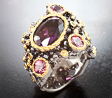Кольцо cо скаполитом 4,65 карата, малайа гранатами 2,01 карата, цаворитами и разноцветными сапфирами