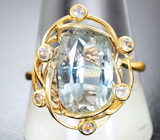 Кольцо с топазом 7,22 карата и ограненнными лунными камнями Золото