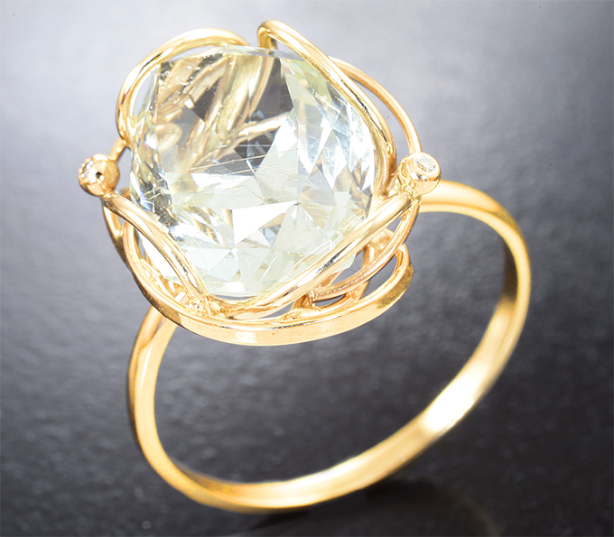 Золото Кольцо с гелиодором 8,14 карата и бриллиантами