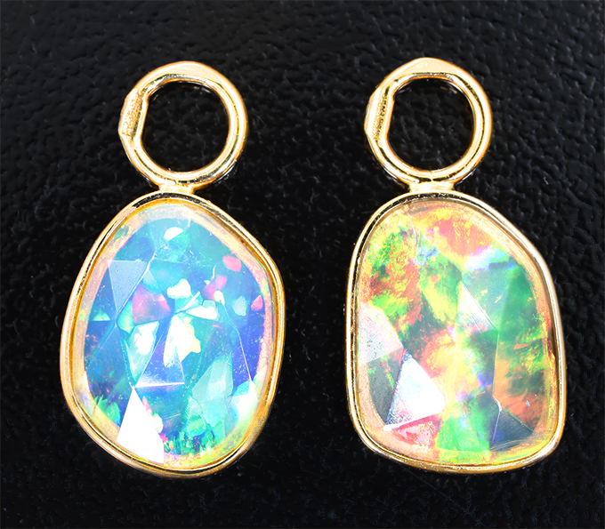 Золото Подвесы для серег с ограненнными эфиопскими опалами 2,61 карат