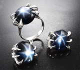 Комплект со звездчатыми сапфирами 46,93 карата