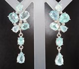 Серьги с параиба турмалинами 11,22 карата и бриллиантами