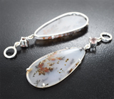 Подвесы для серег с агатом с включениями дендритов 16,02 карата и гранатами со сменой цвета Серебро 925