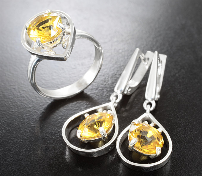 Серебро 925 Комплект с гелиодорами 6,5 карата