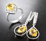 Комплект с гелиодорами 6,5 карата Серебро 925