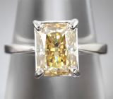 Кольцо с желтым муассанитом топовой огранки 1,76 карата Золото