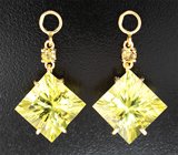 Подвесы для серег с лимонными цитринами 15,43 карата и мали гранатами Золото