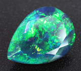 Кольцо с ограненным черным опалом 3,57 карата и цаворитами Серебро 925