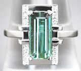 Кольцо с изумрудно-зеленым турмалином 2,4 карата и бриллиантами Золото