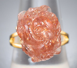 Кольцо с резным солнечным камнем 16,61 карата Золото