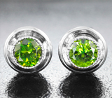 Серьги с насыщенными зелеными демантоидами 1,03 карата