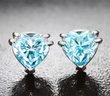 Комплект с голубыми муассанитами 4,19 карата Золото