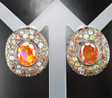 Комплект с ограненными эфиопскими опалами 6,73 карата и разноцветными сапфирами Серебро 925