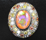 Комплект с ограненными эфиопскими опалами 6,73 карата и разноцветными сапфирами Серебро 925