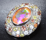 Комплект с ограненными эфиопскими опалами 6,73 карата и разноцветными сапфирами Серебро 925