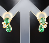 Серьги с изумрудами 1,39 карата и лейкосапфирами