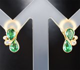 Серьги с изумрудами 1,39 карата и лейкосапфирами