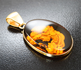Кулон с резным янтарем 9,08 карата