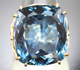 Кольцо с чистейшим синим London топазом 41,09 карата Золото