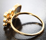 Кольцо с австралийским solid опалом 2,02 карата, разноцветными сапфирами и цаворитами гранатами Золото