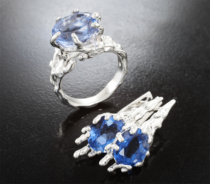 Серебро 925 Комплект с флюоритами со сменой цвета 6,53 карата