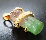 Золотой кулон с крупным арбузным турмалином 23,27 карата и бриллиантами Золото