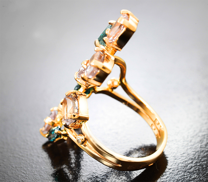 Кольцо с грандидьеритами 1,1 карата, морганитами и бриллиантами