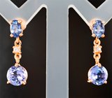 Серьги с сапфирами 1,33 карата и танзанитами 2,68 карата