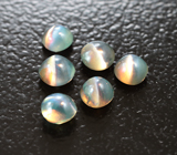 Набор из 6 хризобериллов с эффектом кошачьего глаза 1,04 карата