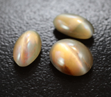 Крупный набор из 3 хризобериллов с эффектом кошачьего глаза 4,12 карата